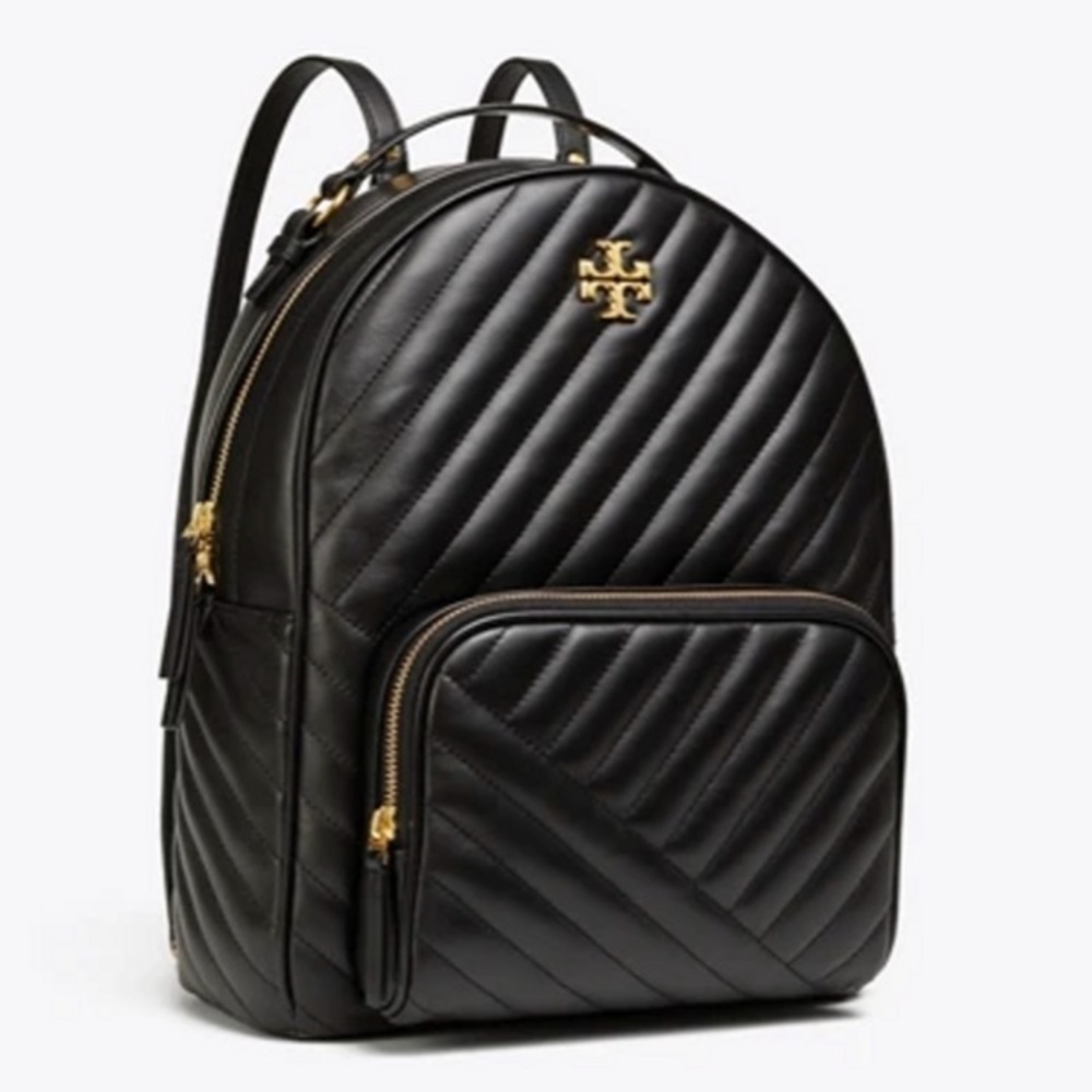 USED ONCE TORY BURCH LIRA QUILTED BLACK BACKPACK BAG